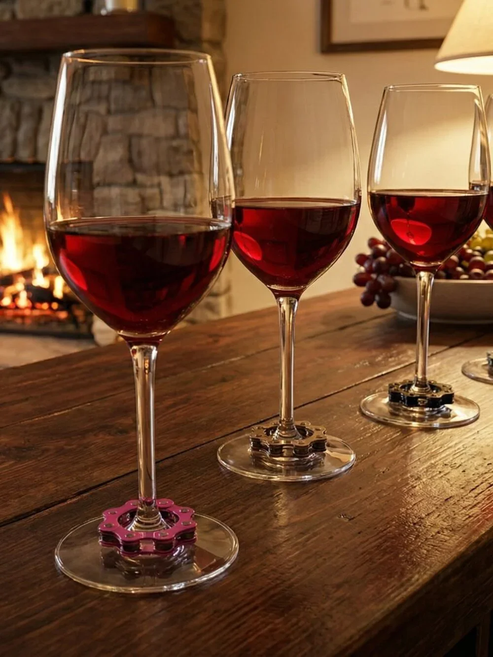 Magnetic Wine Glass Charms Colored Bike Chain Markers Christmas Gift Set